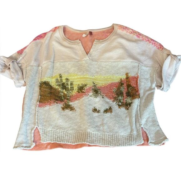Pilcro Anthropologie Desert Intarsia Sweater Tee Womens Size Medium Cotton - Picture 9 of 15